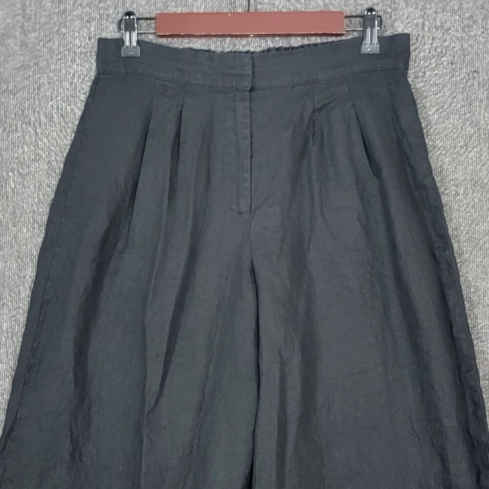 Magaschoni Black Wide Leg Linen Pants - Picture 2 of 11